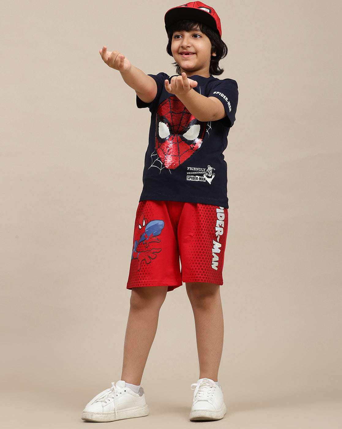 Spiderman Printed Regular Fit Shorts For Boys