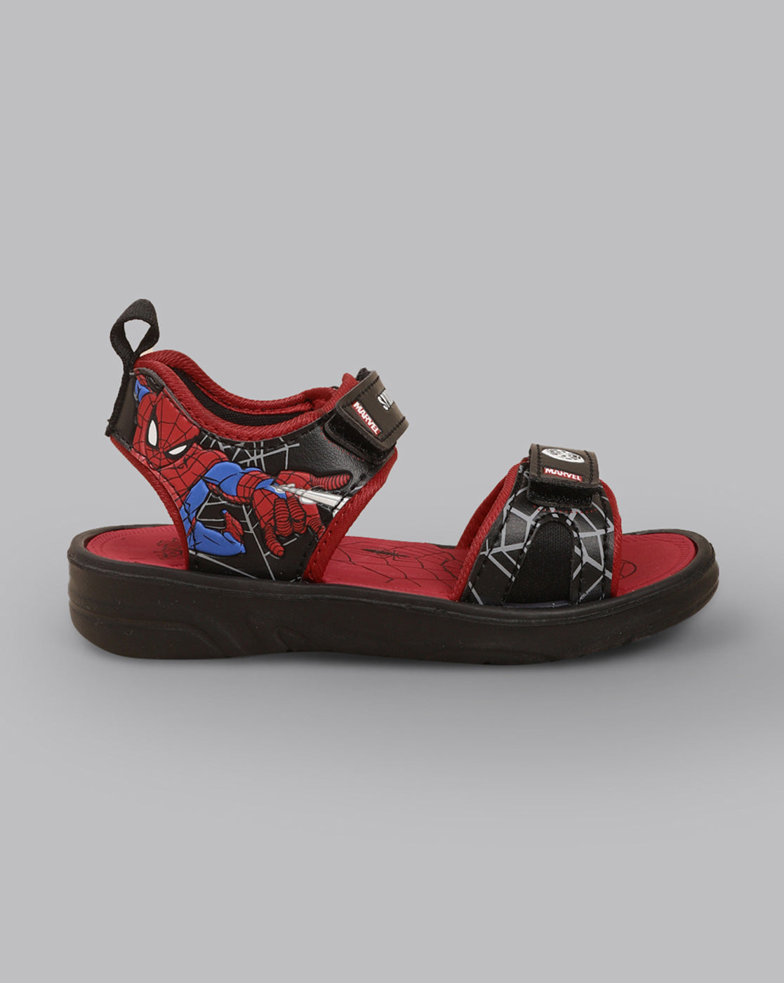 Kids Boys Spiderman Printed Black Sandals