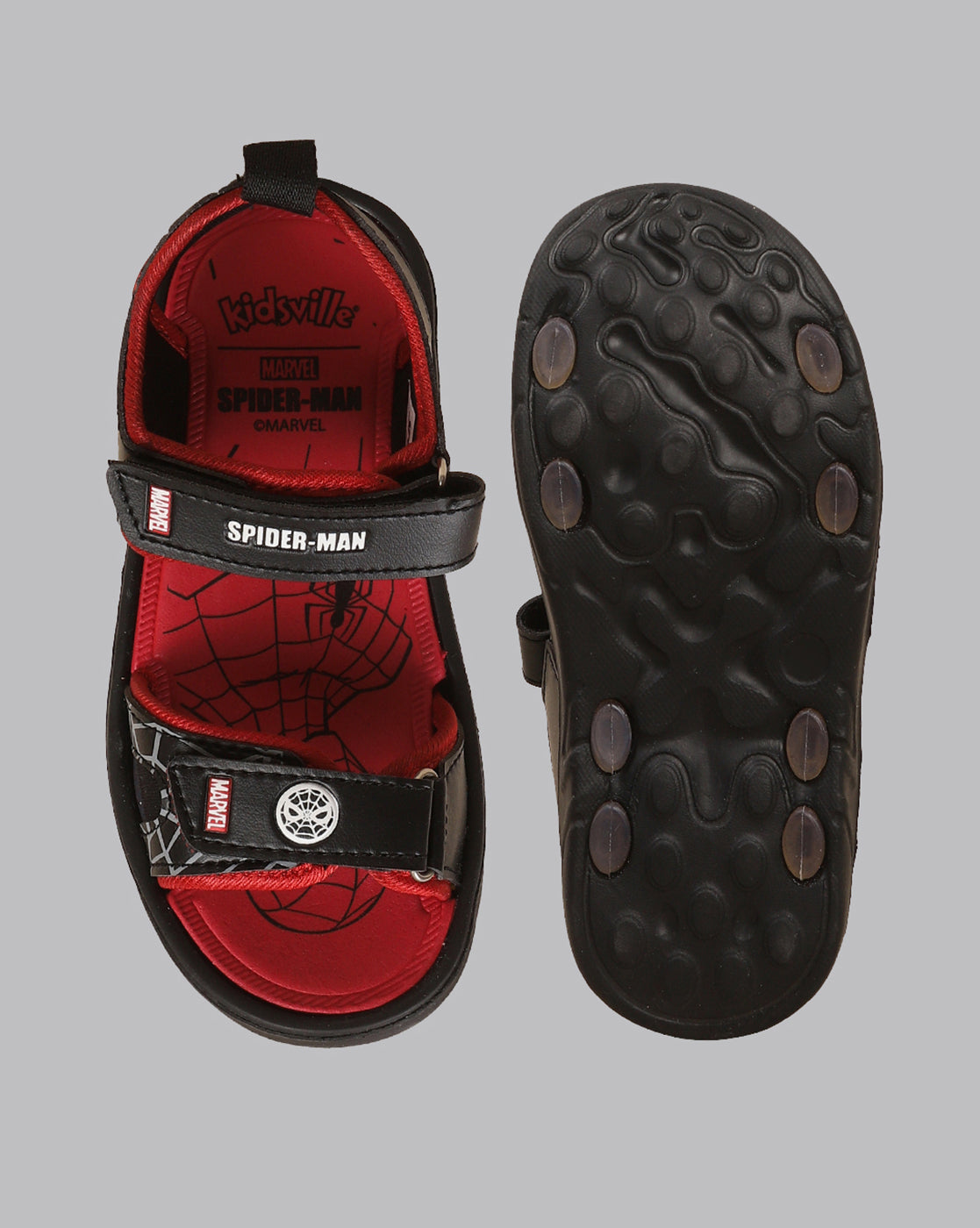 Kids Boys Spiderman Printed Black Sandals