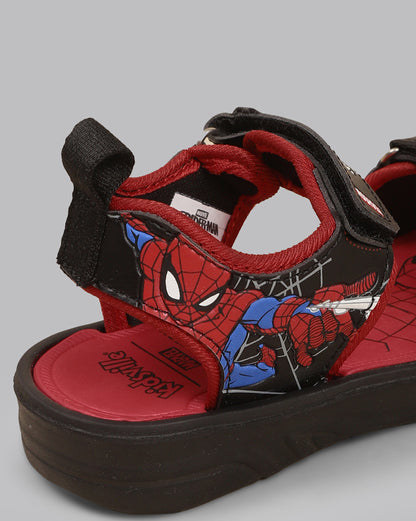 Kids Boys Spiderman Printed Black Sandals