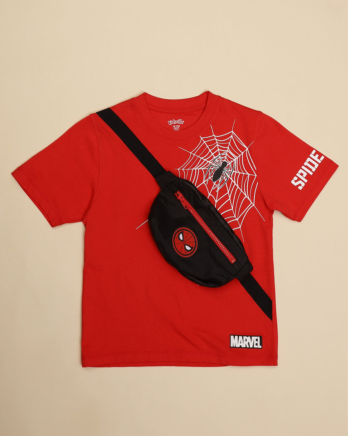 Spiderman Printed Regular Fit Tshirt with Pocket For Boys