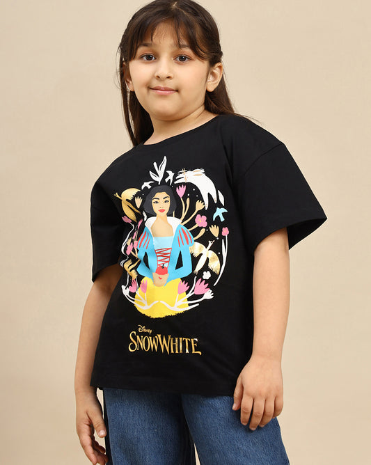 Snow White Printed Oversized Tshirt For Girls