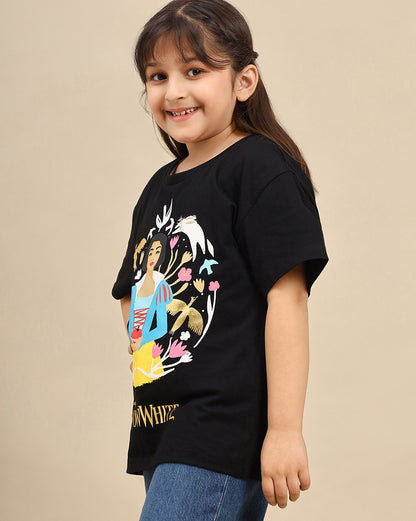 Snow White Printed Oversized Tshirt For Girls