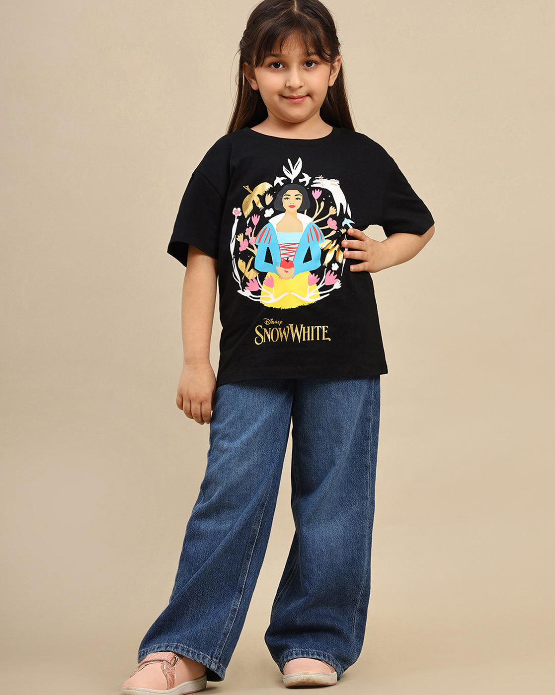 Snow White Printed Oversized Tshirt For Girls