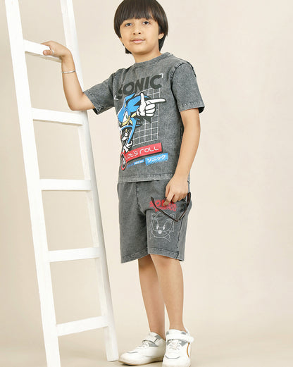 Sonic Classic Printed Regular Fit Shorts For Boys