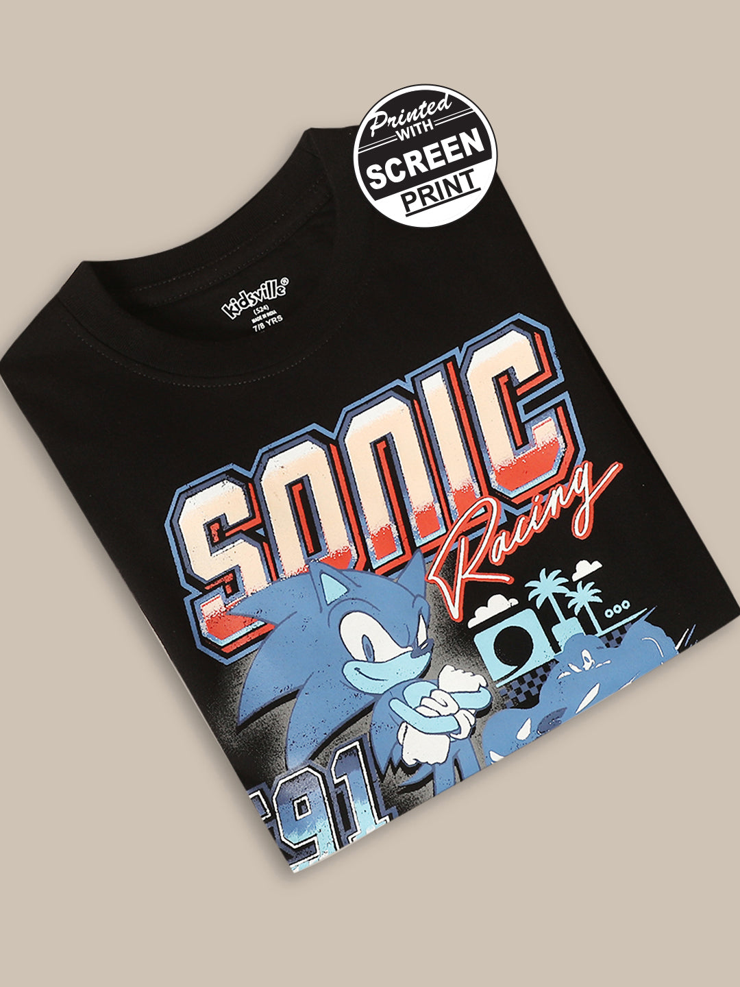 Sonic Classic Printed Regular Fit Tshirt For Boys