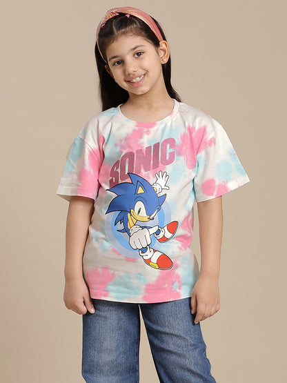 Sonic Classic Printed Relaxed Fit Tshirt For Girls