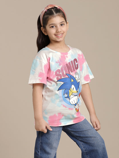 Sonic Classic Printed Relaxed Fit Tshirt For Girls