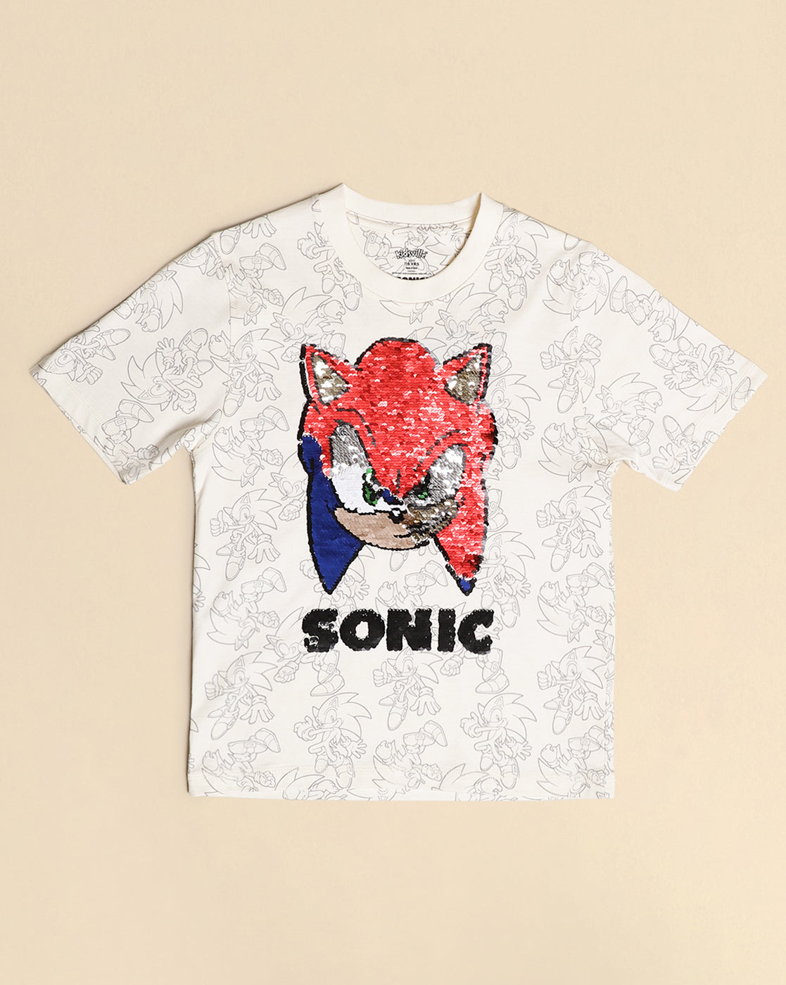 Sonic Modern Printed Reversible Sequin Regular Fit Tshirt For Boys