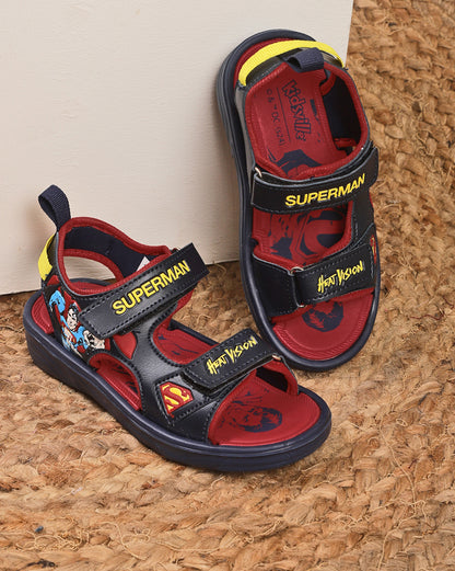 Kids Boys Superman Printed Navy Sandals