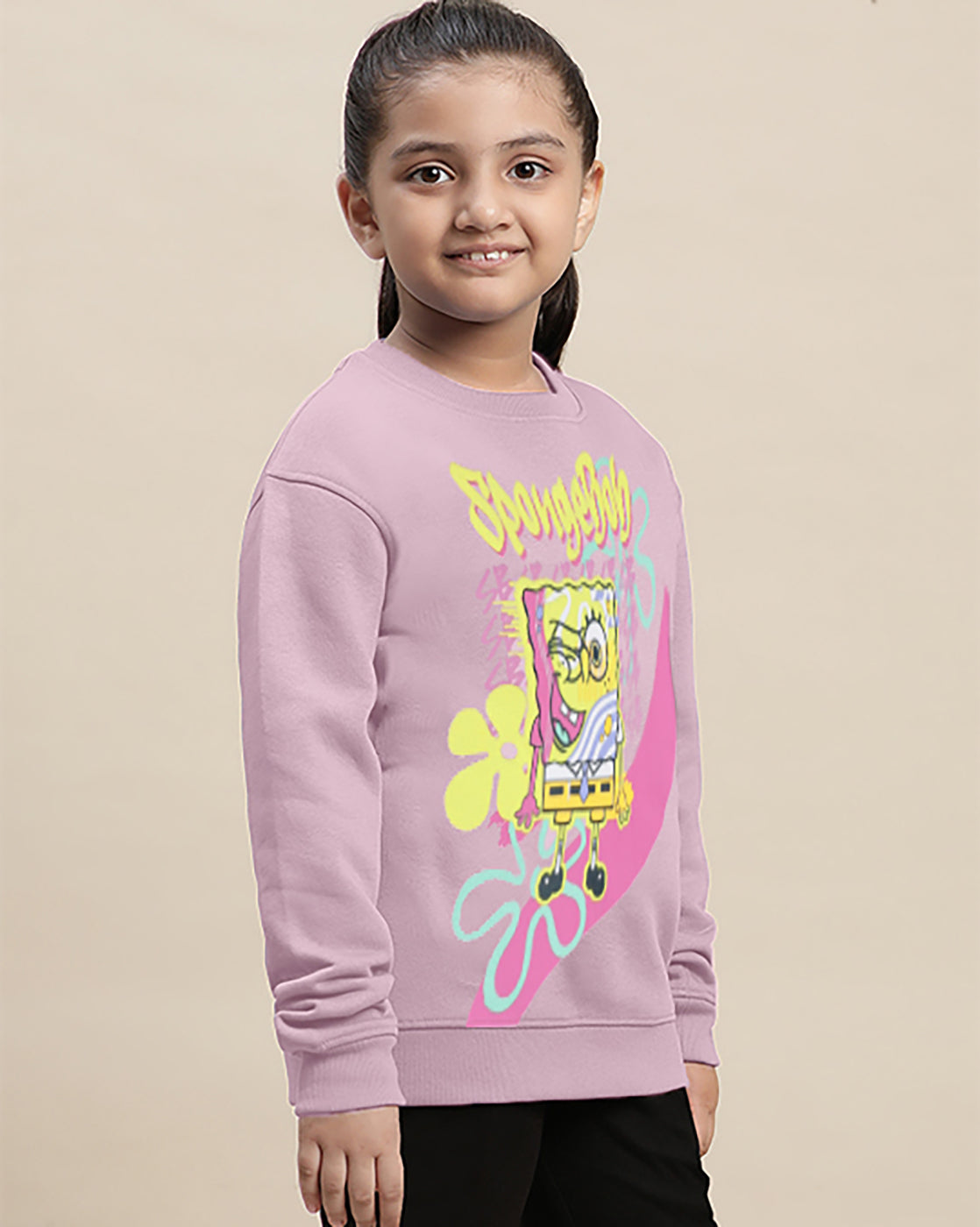 Spongebob Squarepants Printed Relaxed Fit Sweatshirt For Girls