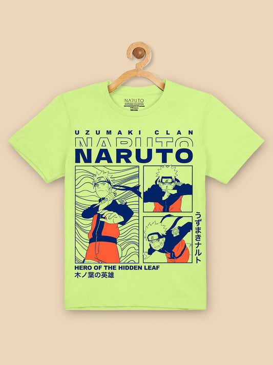 Naruto Green Regular Fit Tshirt For Kids Boys