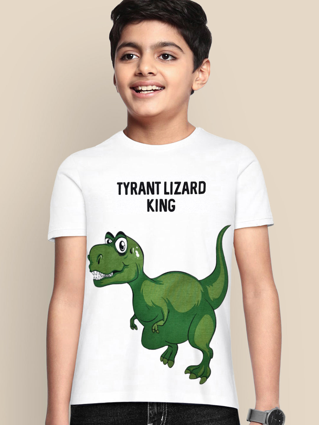 Kids Boys Dinosaur White Tshirt