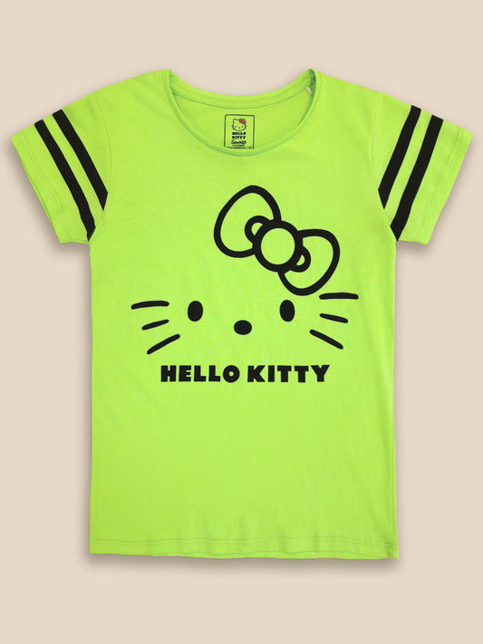 Kids Girls Hello Kitty Green Tshirt