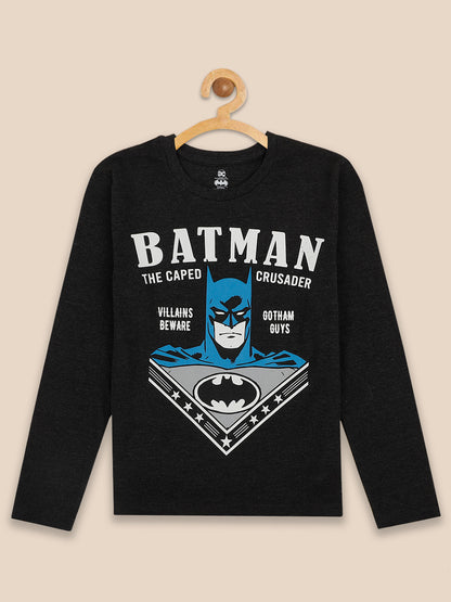 Kids Boys Batman Grey Full Sleeves T-Shirt