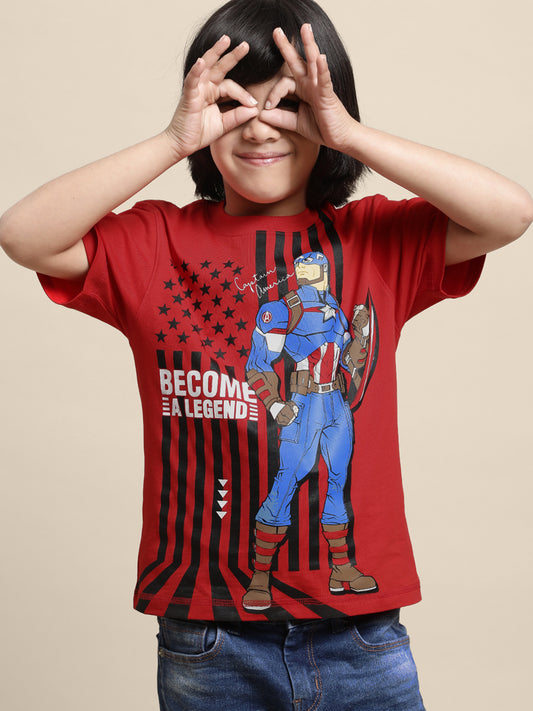 Kids Boys Captain America Red T-Shirt