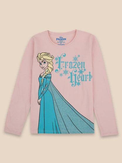 Kids Girls Frozen Pink Full Sleeves T-Shirt