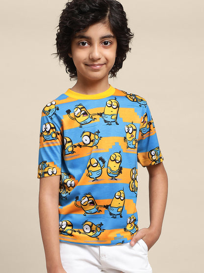 Kids Boys Minions Blue And Yellow T-Shirt