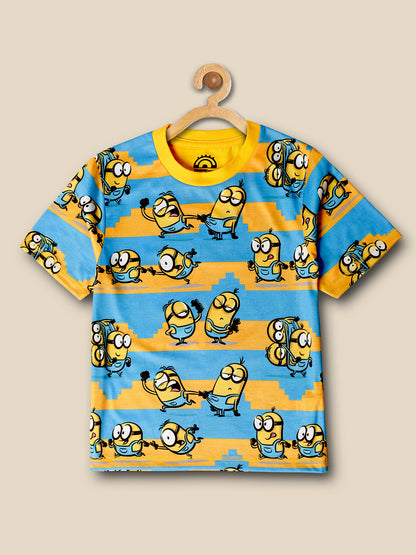 Kids Boys Minions Blue And Yellow T-Shirt