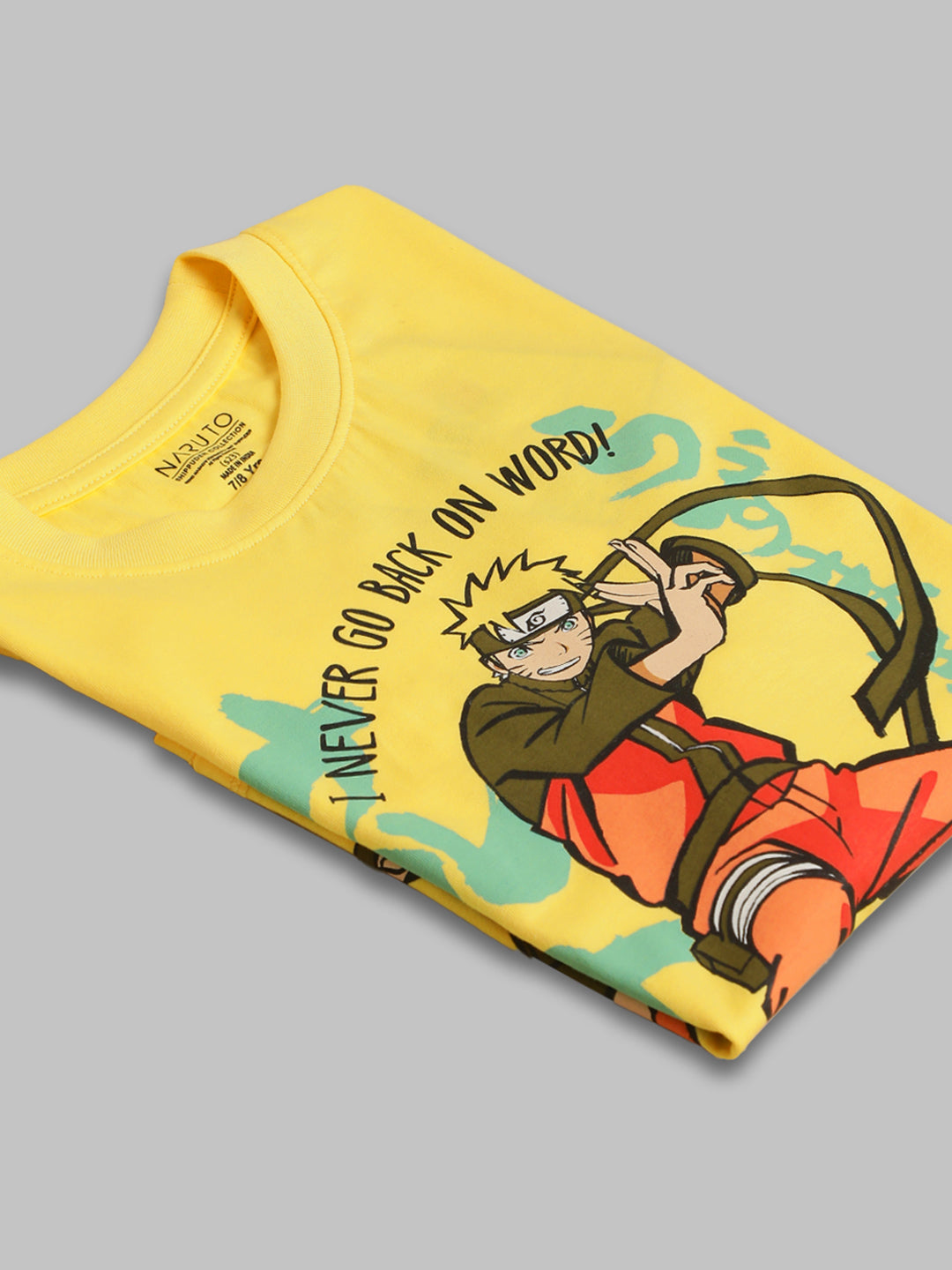 Naruto Yellow Regular Fit T-Shirt For Kids Boys