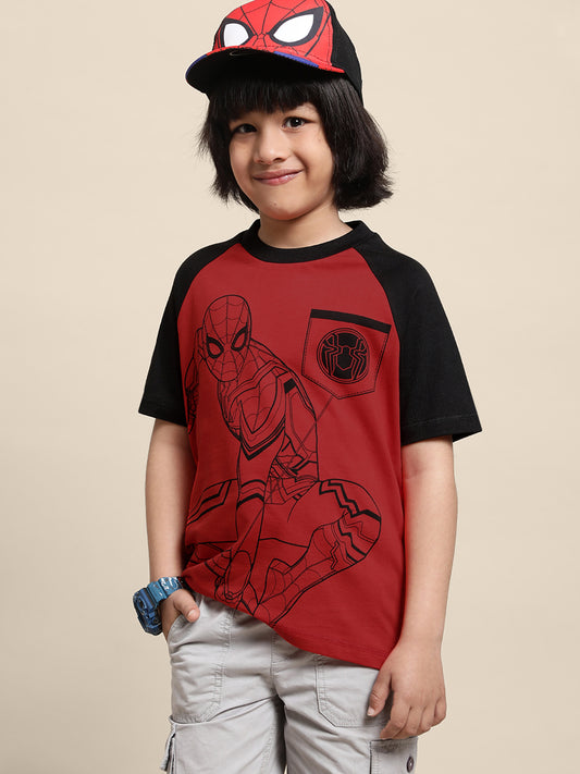 Kids Boys Spiderman Red And Black T-Shirt