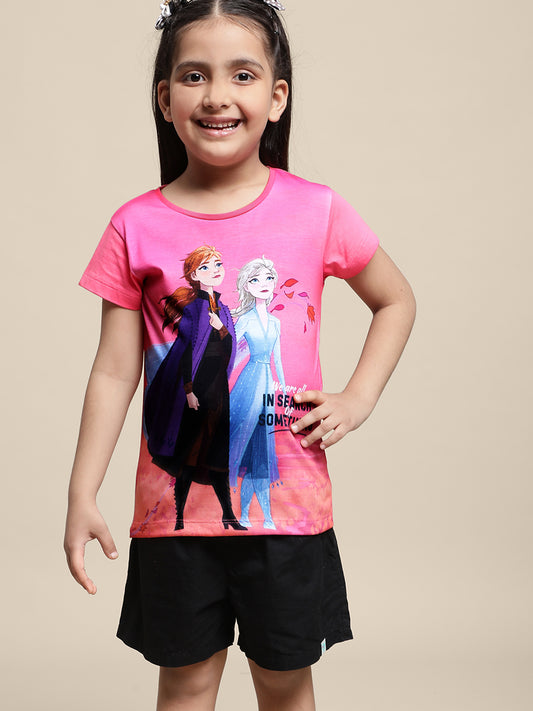 Kids Girls Frozen Pink T-Shirt