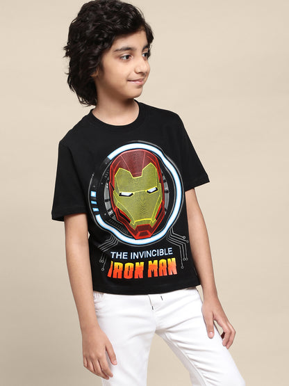 Kids Boys Iron Man Black T-Shirt