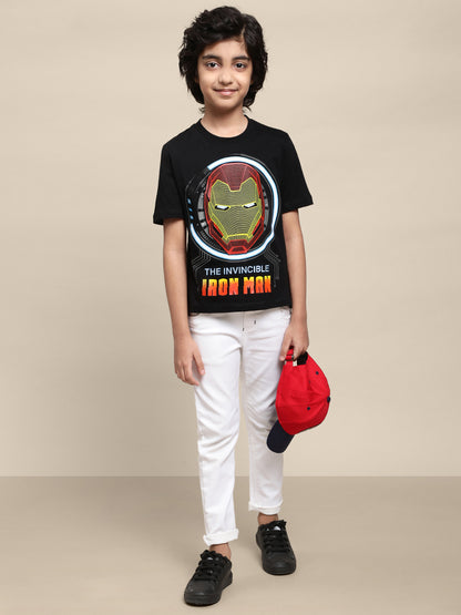 Kids Boys Iron Man Black T-Shirt