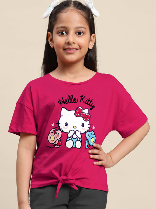 Kids Girls Hello Kitty Pink T-Shirt