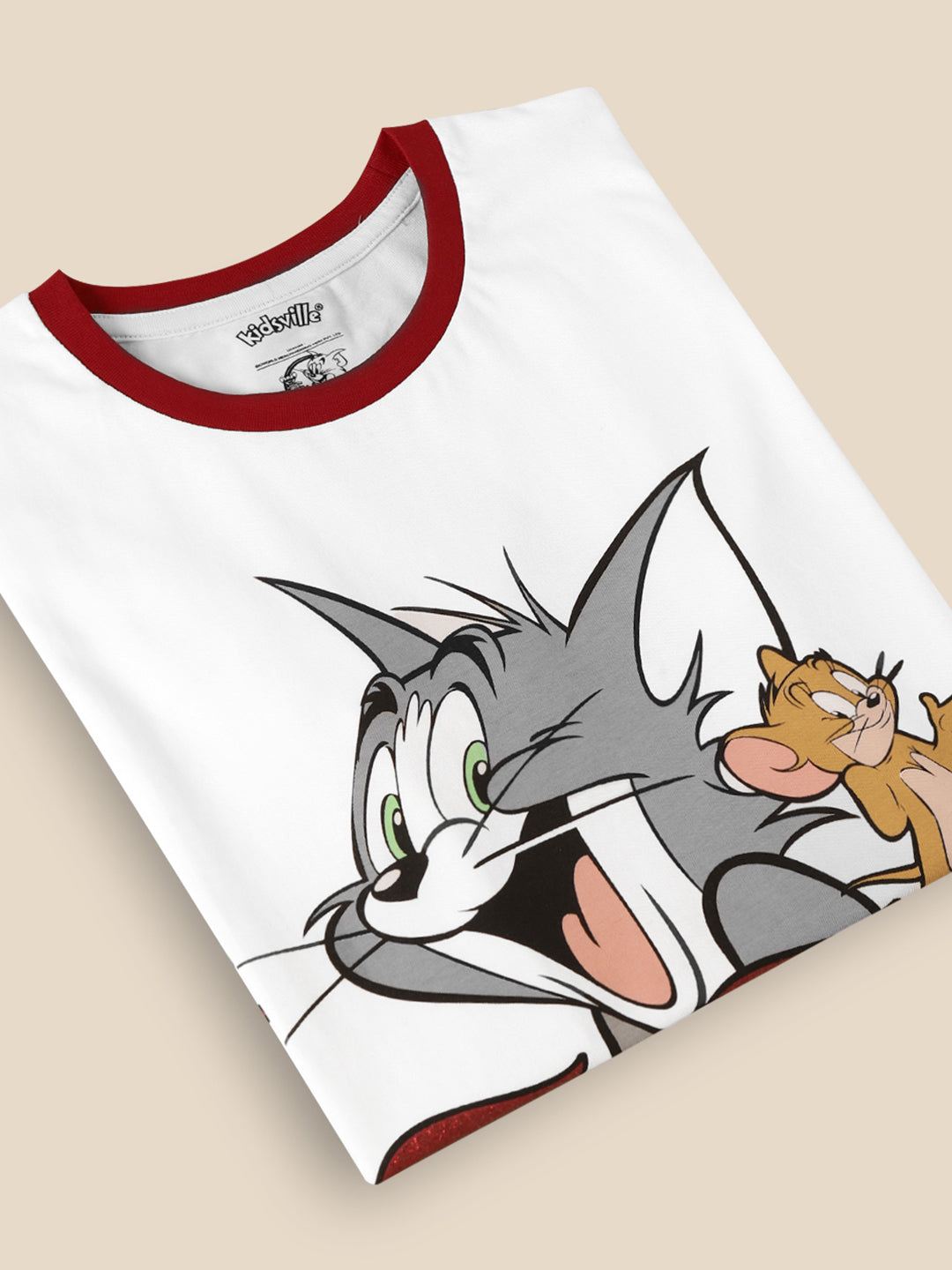 Tom & Jerry White Oversized Fit Tshirt For Girls