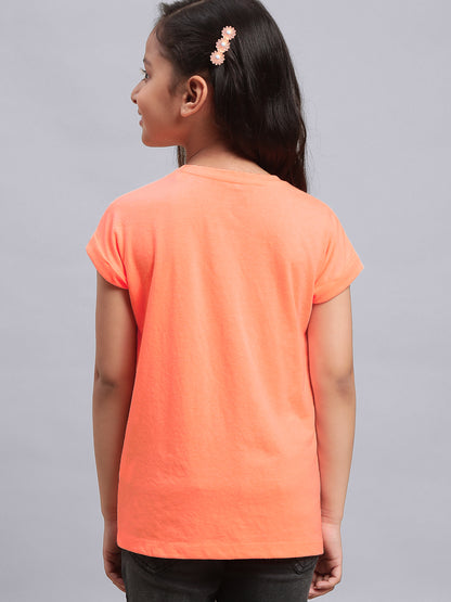 Kids Girls Tom & Jerry Neon Orange T-Shirt