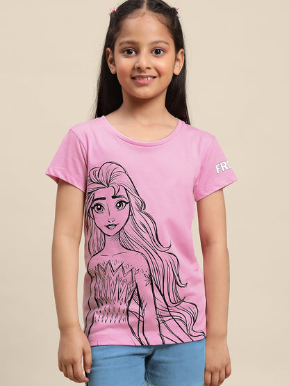 Kids Girls Frozen  Peach T-Shirt