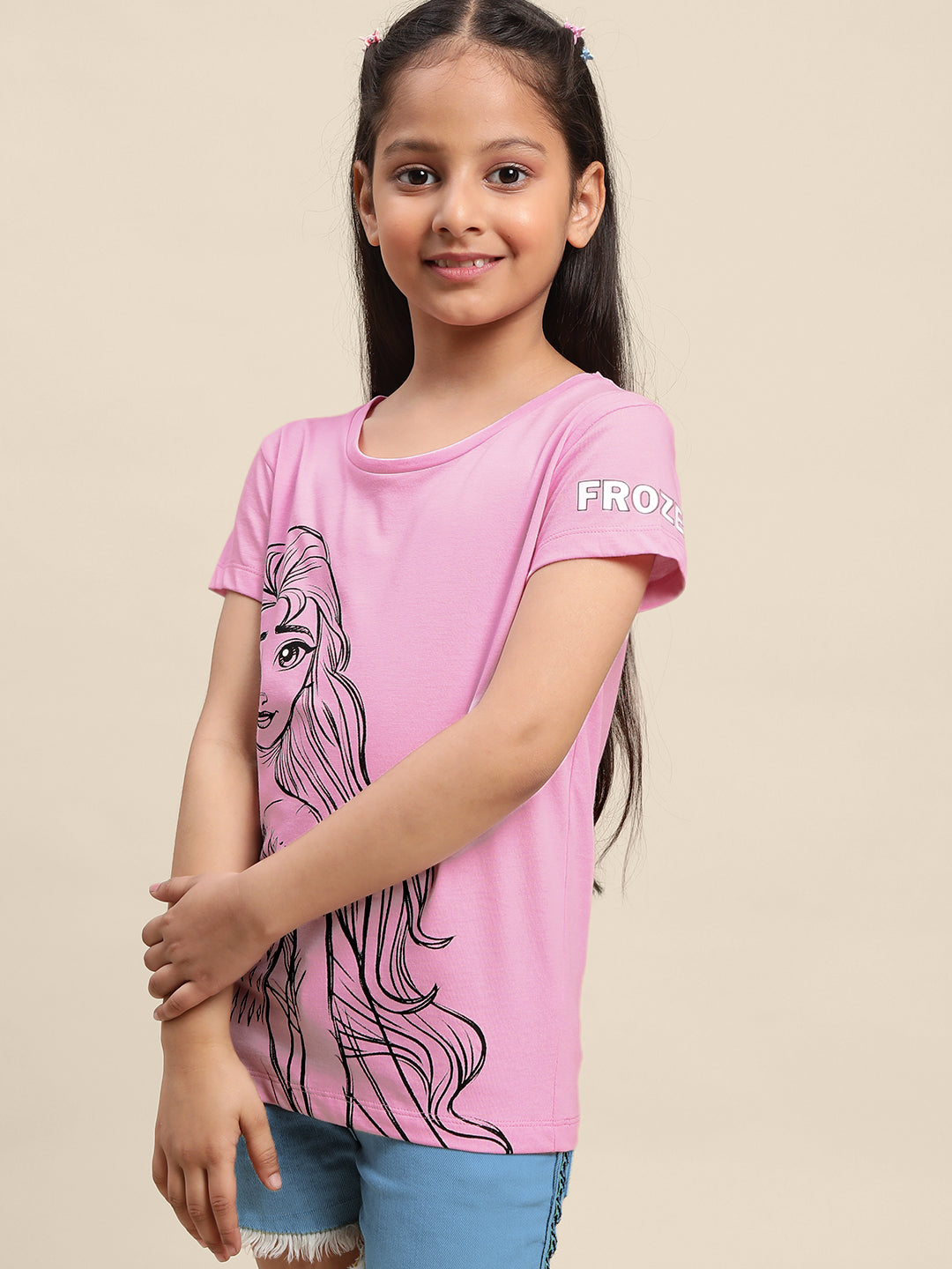 Kids Girls Frozen  Peach T-Shirt