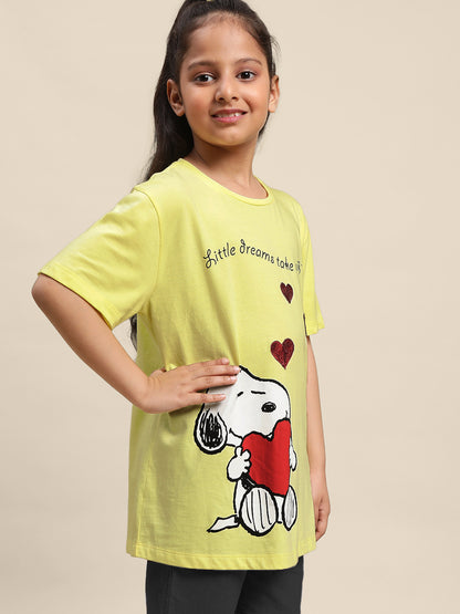 Kids Girls Peanuts Yellow T-Shirt