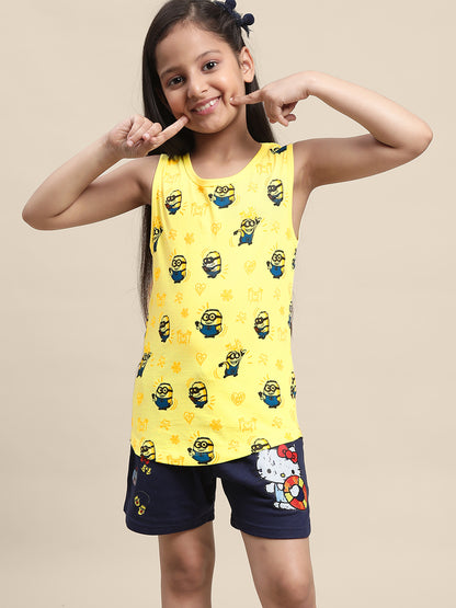 Kids Girls Minions Yellow Tank Top