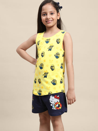 Kids Girls Minions Yellow Tank Top