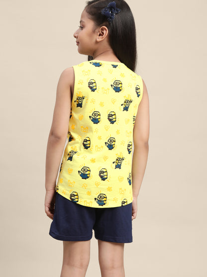 Kids Girls Minions Yellow Tank Top