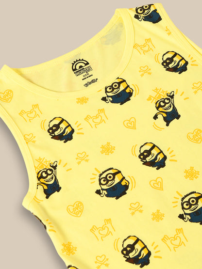 Kids Girls Minions Yellow Tank Top