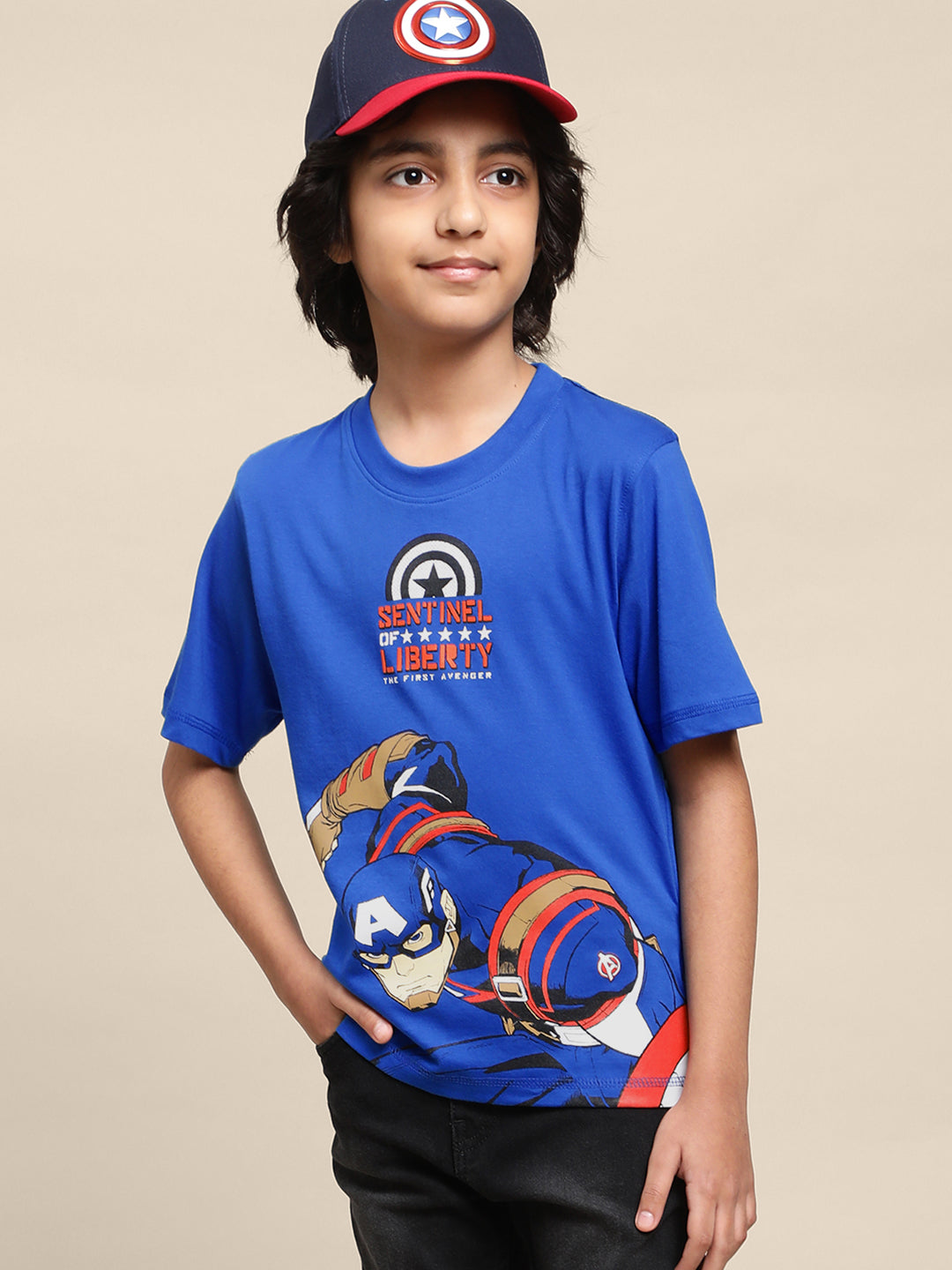 Kids Boys Captain America Blue T-Shirt