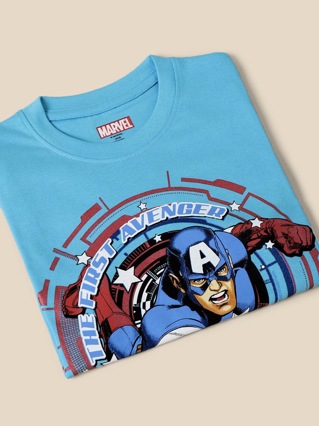 Kids Boys Captain America Light Blue T-Shirt