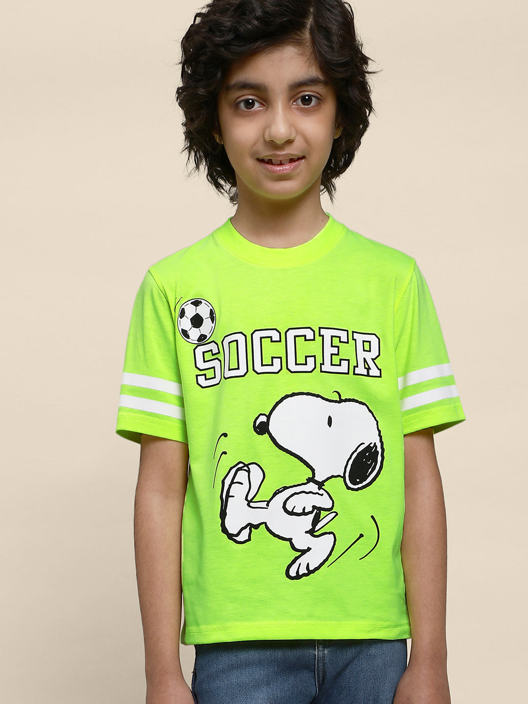 Kids Boys Peanuts Neon Green T-Shirt