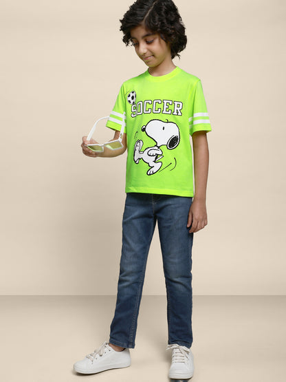 Kids Boys Peanuts Neon Green T-Shirt