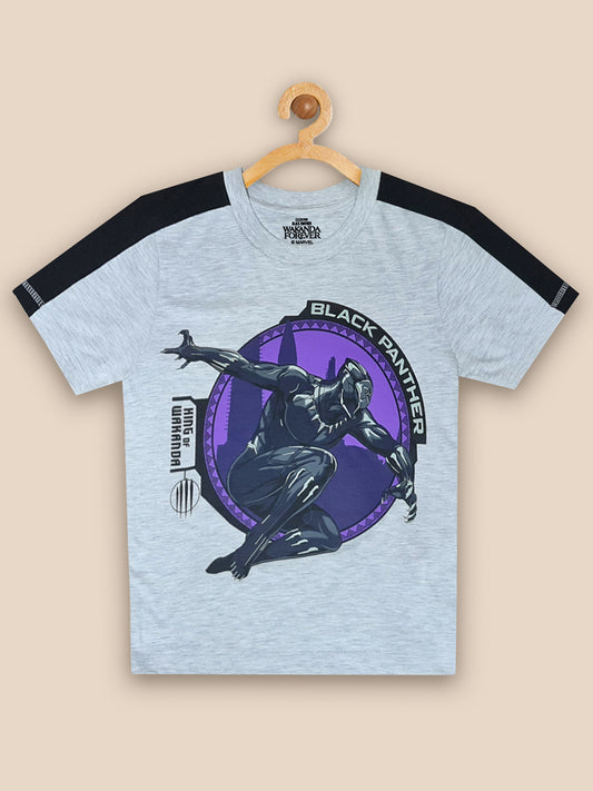 Kids Boys Black Panther Grey Melange Tshirt