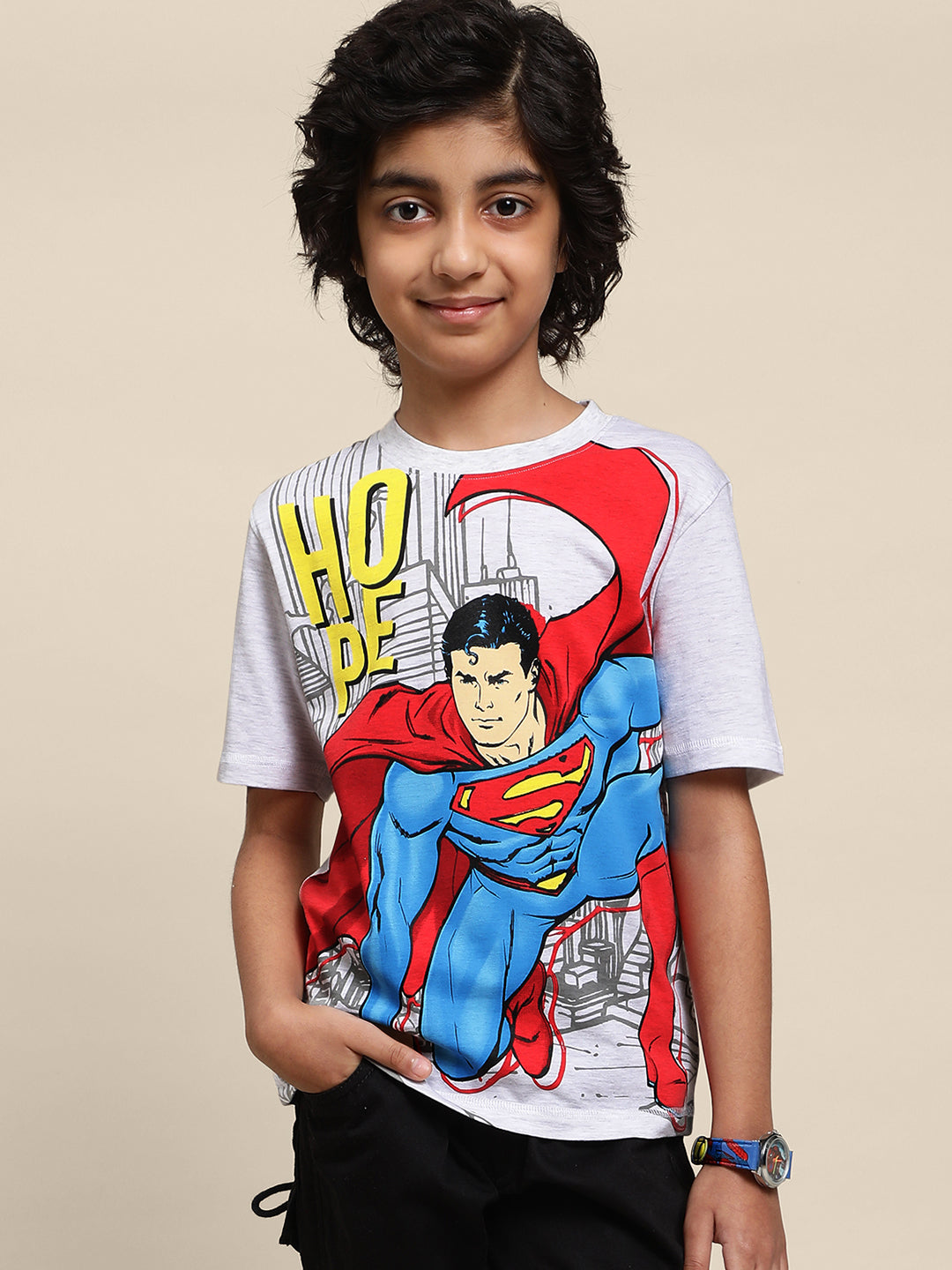 Kids Boys Superman Grey Melange T-Shirt