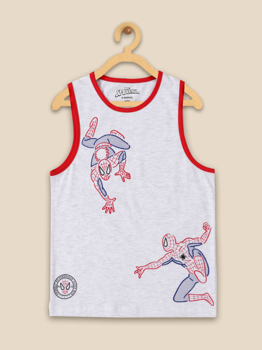 Kids Boys Spiderman Grey Melange Tank Tshirt