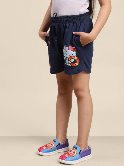 Kids Girls Hello Kitty Navy Blue Shorts