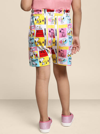 Kids Girls Peanuts White Shorts