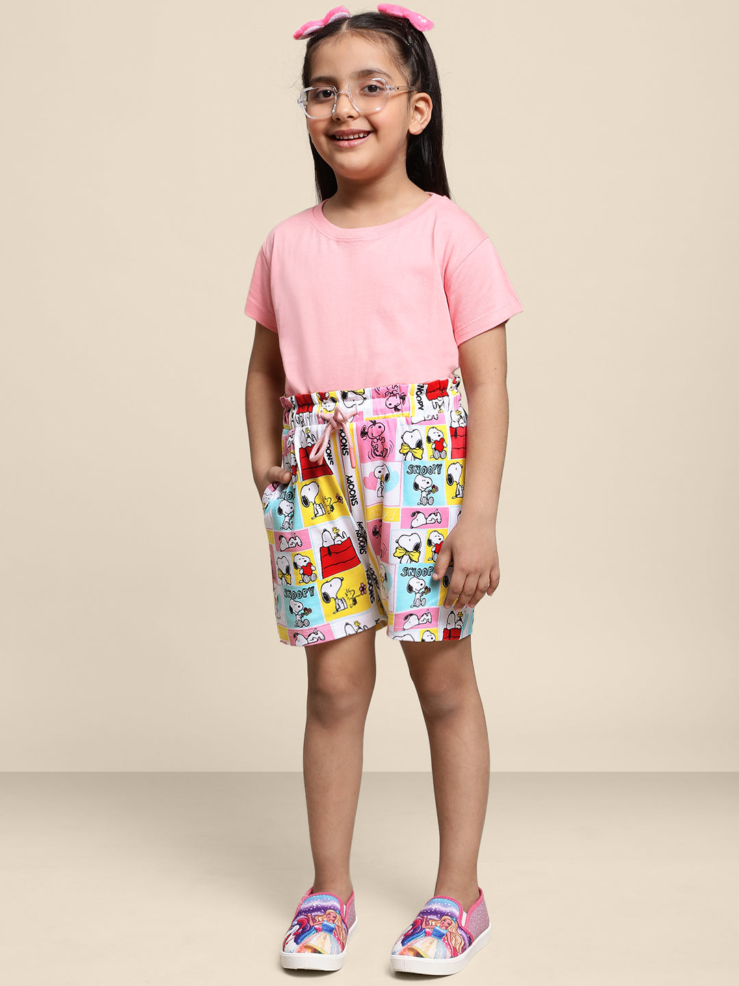 Kids Girls Peanuts White Shorts