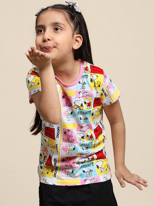 Kids Girls Peanuts Multi Coloured T-Shirt