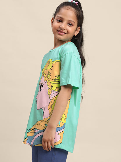 Kids Girls Frozen Oversized Fit T-Shirt